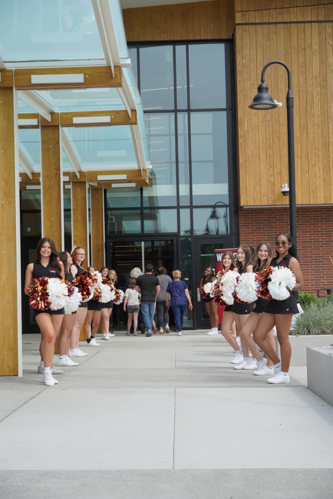 cheerleaders at door.JPG